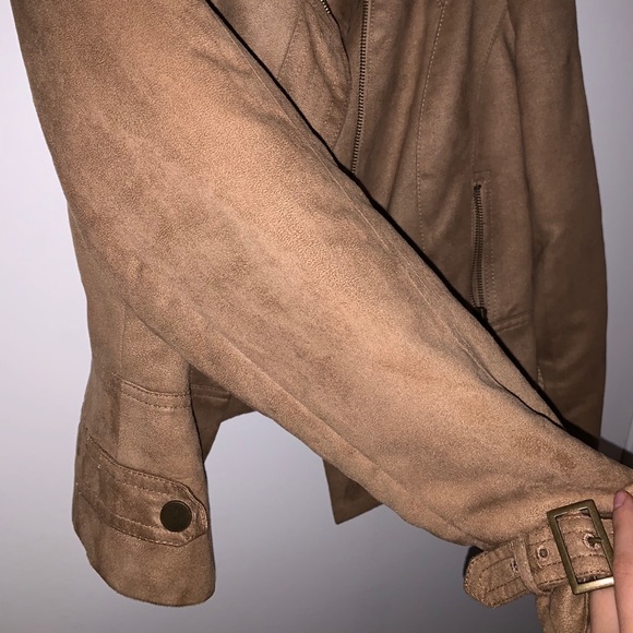 Vintage High Neck Faux Suede Biker Jacket - Picture 4 of 4